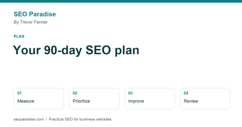 A Practical 90-Day SEO Plan for a New or Underperforming Website by Trevor Fenner, SEO Paradise