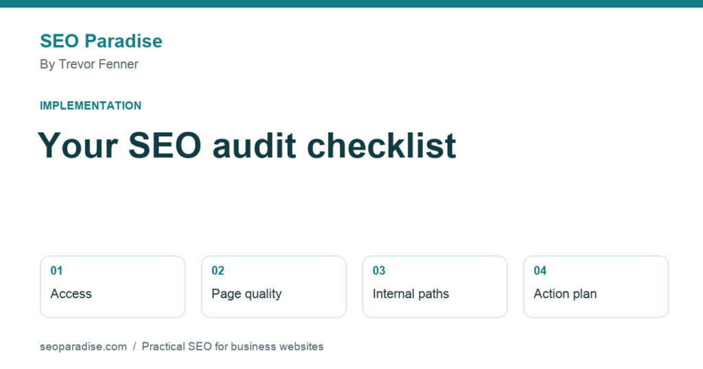 SEO Audit Checklist for Small Business Websites by Trevor Fenner, SEO Paradise